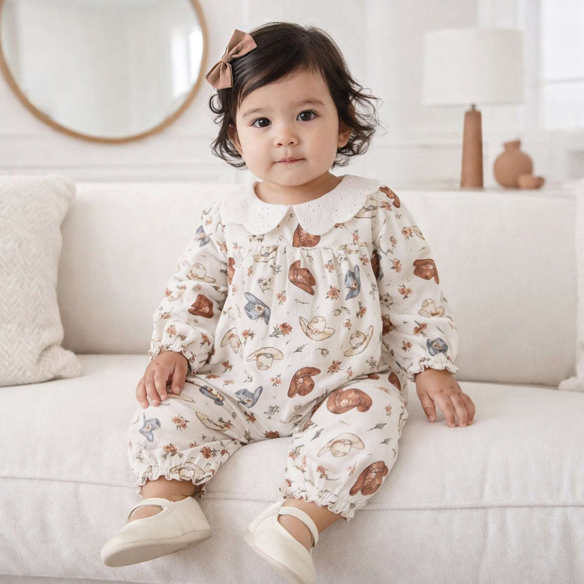Larkspur Prairie Linen Western Romper With Eyelet Collar - Tesa Babe - Flyclothing LLC