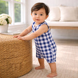 Picnic Plaid Soft Bamboo Sleeveless Baby Shortall Romper - Tesa Babe - Flyclothing LLC