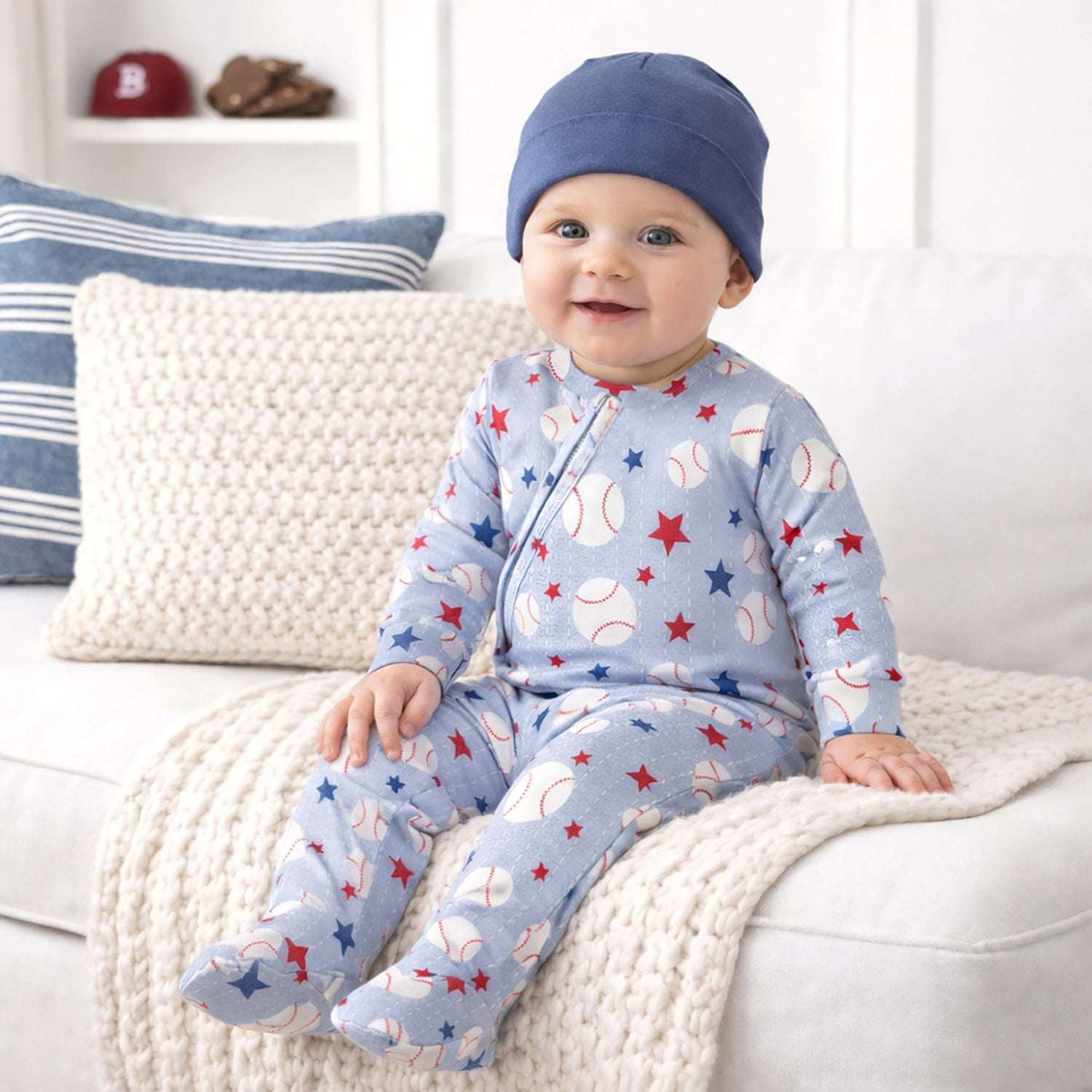 Grand Slam Baseball Bamboo Zipper Romper for Baby - Tesa Babe - Flyclothing LLC