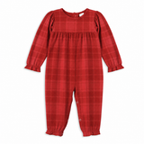 Red Plaid Baby Girl Romper With Ruffles & Puff Sleeves - Tesa Babe - Flyclothing LLC