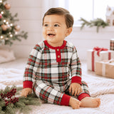 Baby Christmas Plaid Henley Bamboo Romper - Tesa Babe - Flyclothing LLC