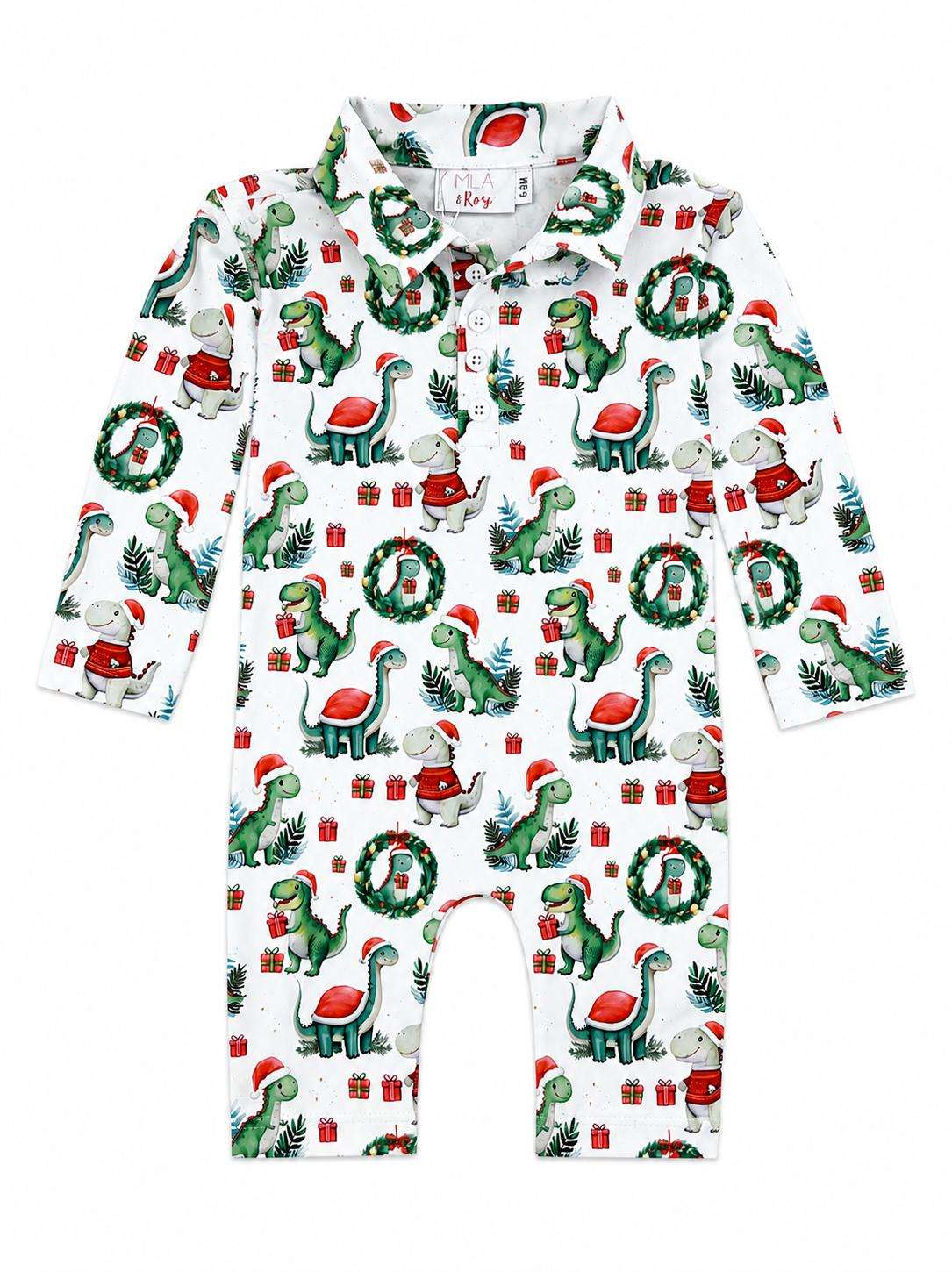 Santa Saurus L/S Polo One-Piece - Mila & Rose ® - Flyclothing LLC