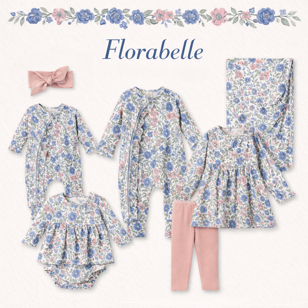 Vintage Floral Zipper Romper - Soft Bamboo Baby - Tesa Babe - Flyclothing LLC