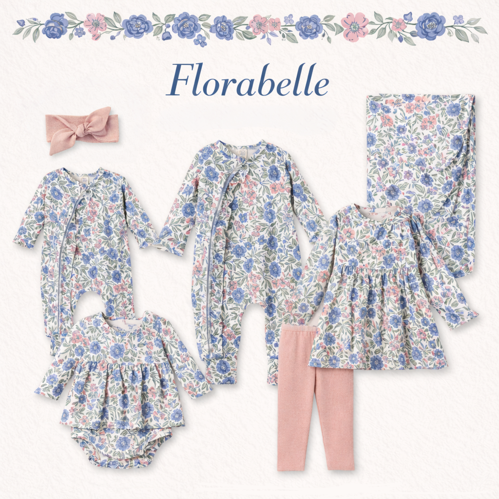 Vintage Floral Skirted Baby Girl Bamboo Bodysuit - Tesa Babe - Flyclothing LLC