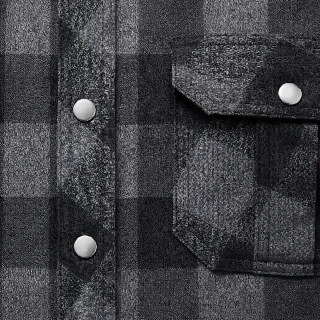 Sentry - Mens Black & Gray Armored Flannel - Unik Just for Bikers - Flyclothing LLC