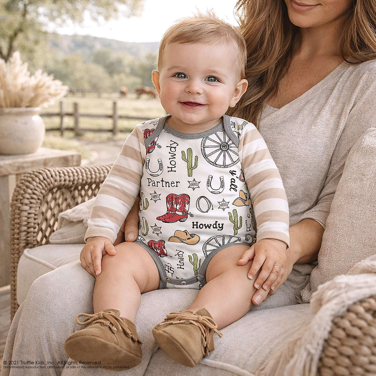 Howdy Partner Baby Bodysuit – Cotton Western Cowboy - Tesa Babe - Flyclothing LLC