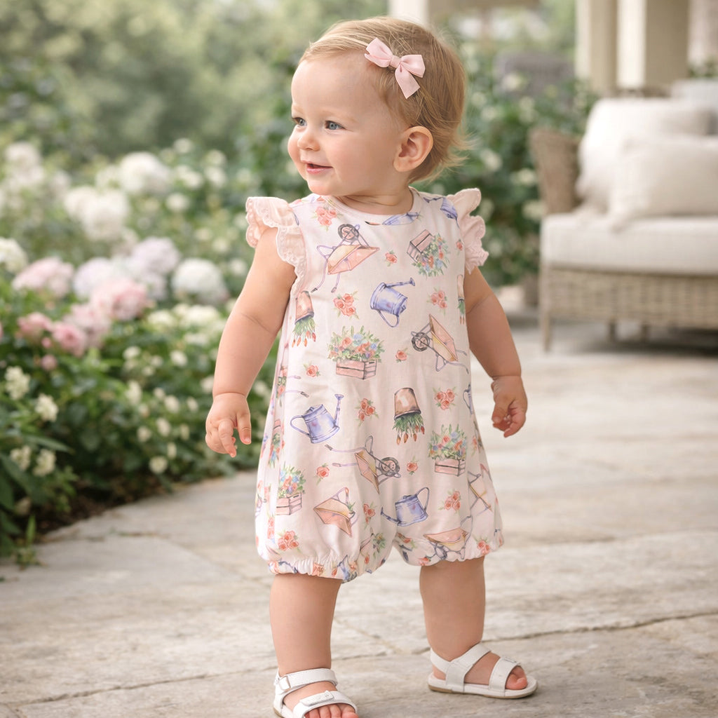 Petal Patch Baby Girl Romper – Bamboo One-Piece with Eyelet - Tesa Babe - Flyclothing LLC