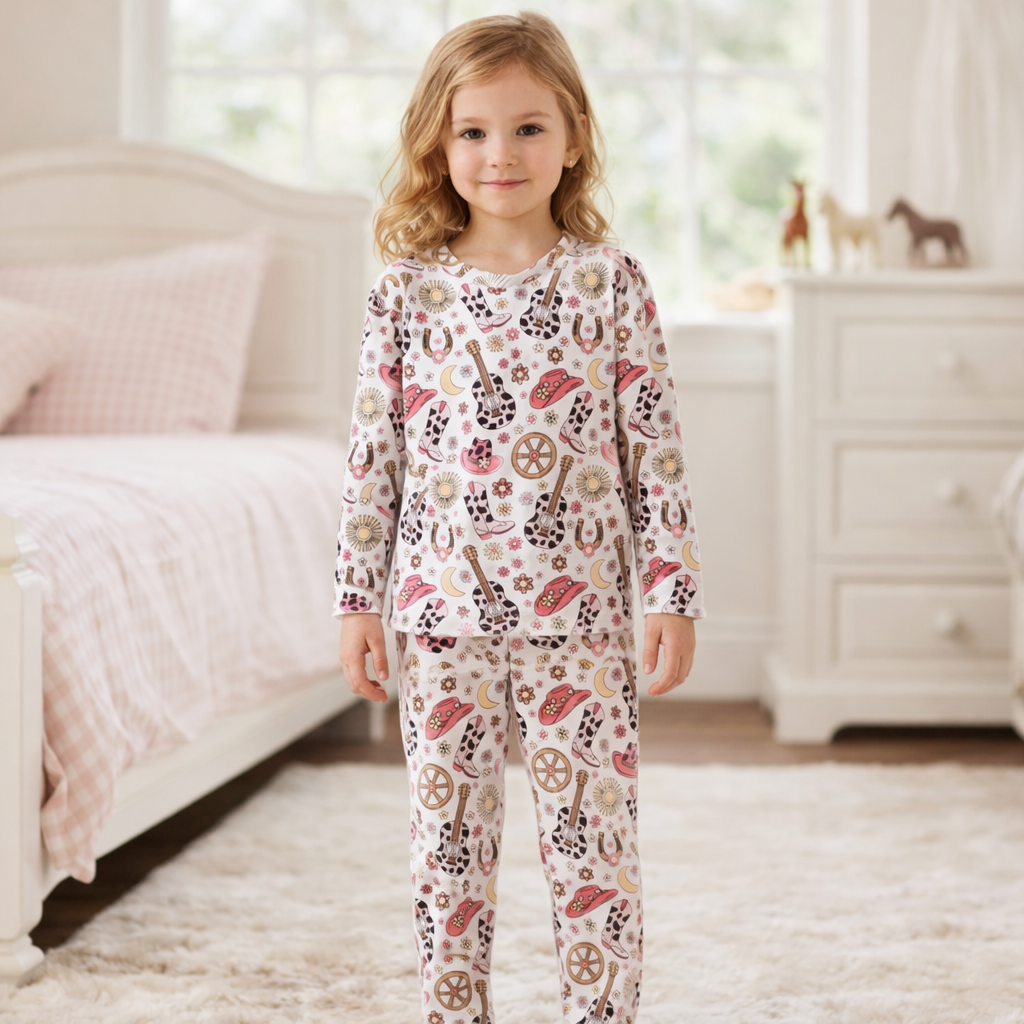 Cowgirl Cutie Girl's Bamboo Pajama Set - Tesa Babe - Flyclothing LLC