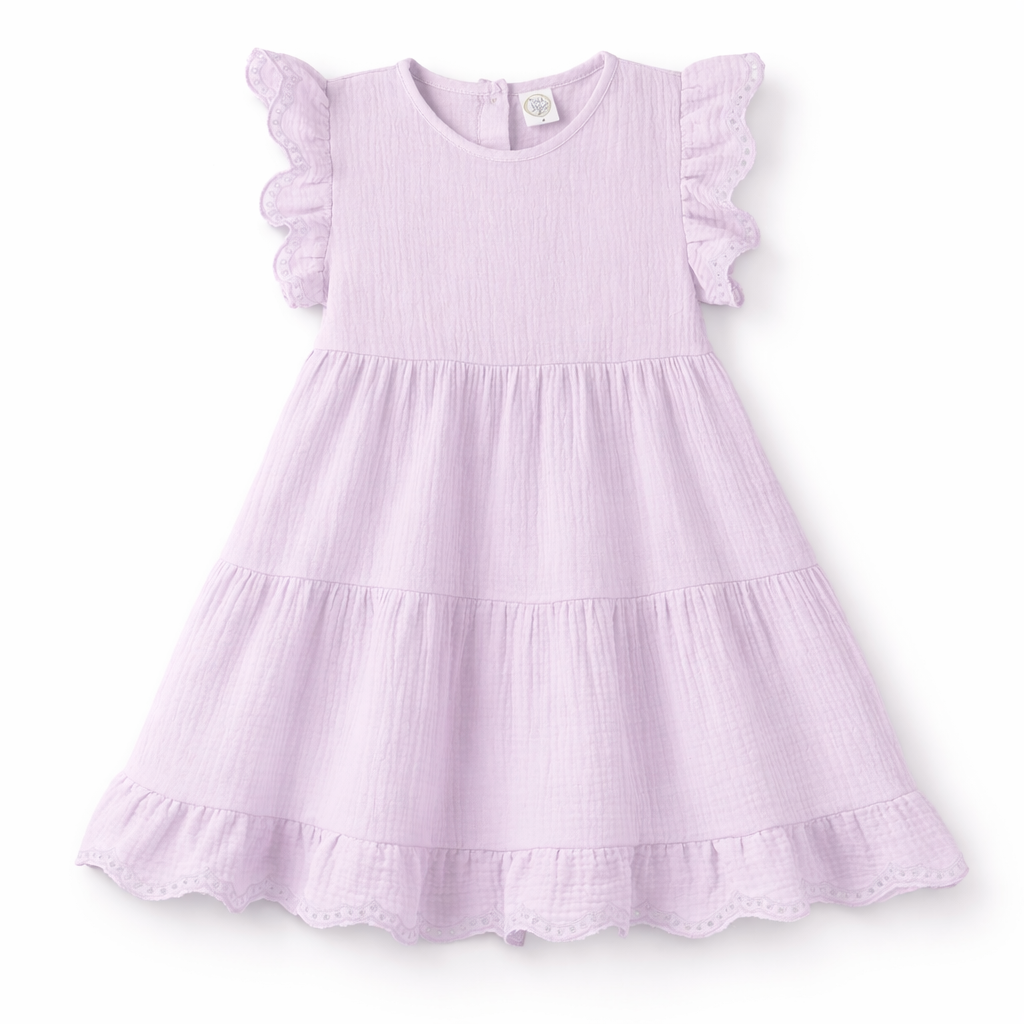 Lavender Eyelet Flutter Sleeve Gauze Easter Dress - Tesa Babe - Flyclothing LLC