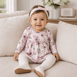 Watercolor Floral Skirted Baby Bodysuit - Bamboo - Tesa Babe - Flyclothing LLC