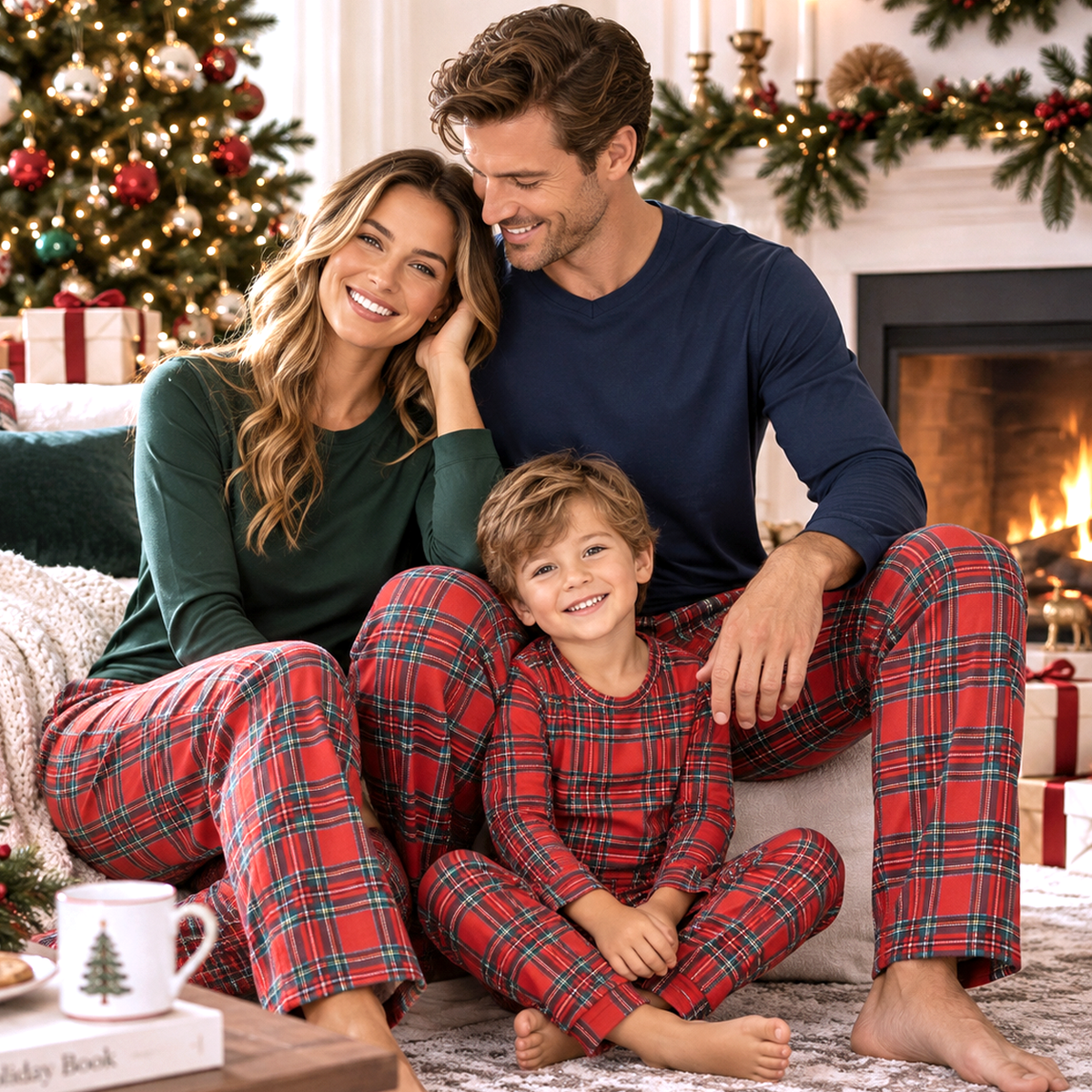 Christmas Unisex Bamboo Pajama Pants – Classic Red Tartan - Tesa Babe - Flyclothing LLC