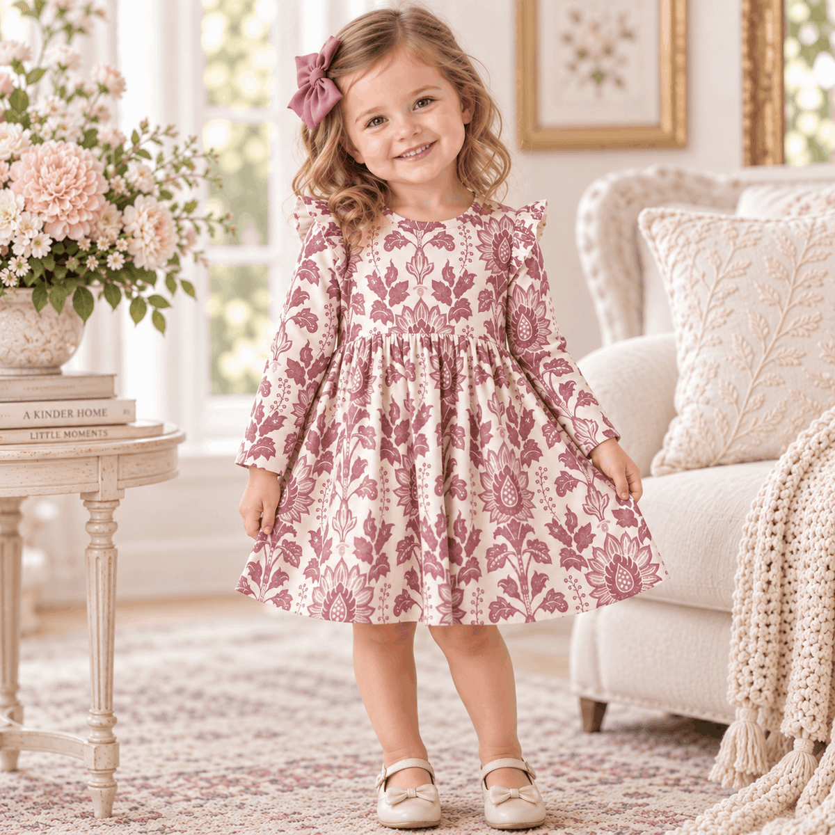 Floral Tapestry Twirl Dress-Bamboo Baby Girl - Tesa Babe - Flyclothing LLC