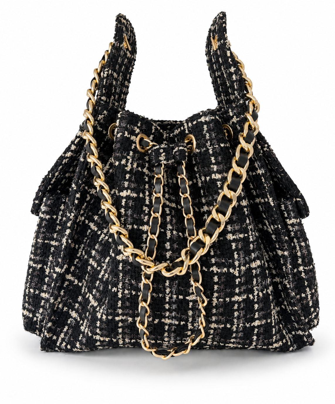 Bayshore Bucket Bag Medium - Black Tweed - BEACH HAUS - Flyclothing LLC