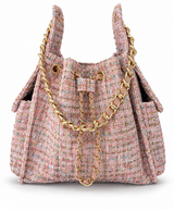 Bayshore Bucket Bag Medium - Pink Confetti Tweed - BEACH HAUS - Flyclothing LLC