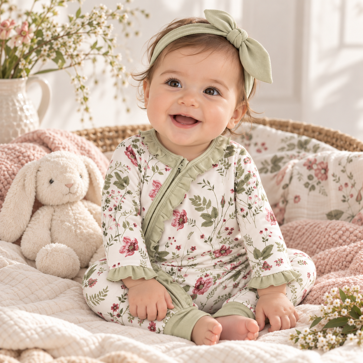 Pretty Petals Bamboo Zipper Romper - Tesa Babe - Flyclothing LLC