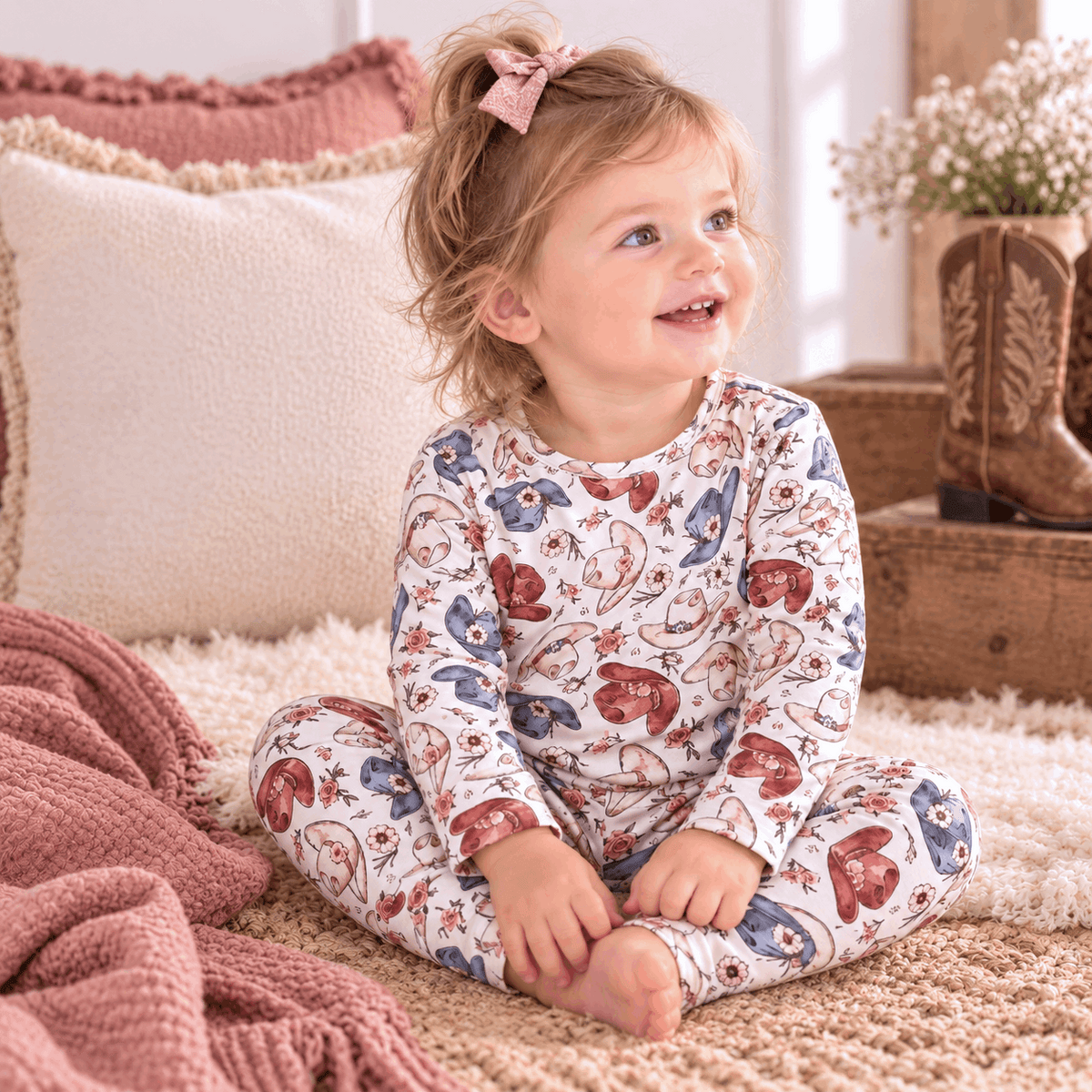 Wildflower Rodeo Cowgirl Kids Pajama Set - Bamboo - Tesa Babe - Flyclothing LLC