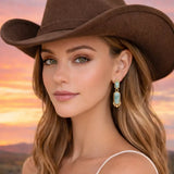Plateau Blue Turquoise and Golden Earrings - Barse Jewelry - Flyclothing LLC