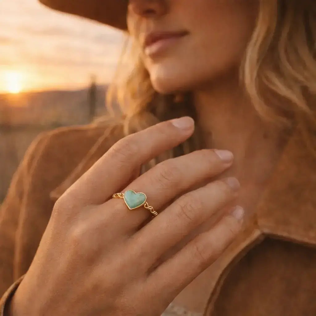 Rope My Heart Blue Turquoise and Golden Ring - Barse Jewelry - Flyclothing LLC