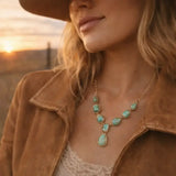 Genuine Blue Turquoise Roped Golden Bronze Y Necklace - Barse Jewelry - Flyclothing LLC