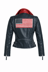 Betsy RF Leather Jacket, Navy - mauritiusleather - Flyclothing LLC