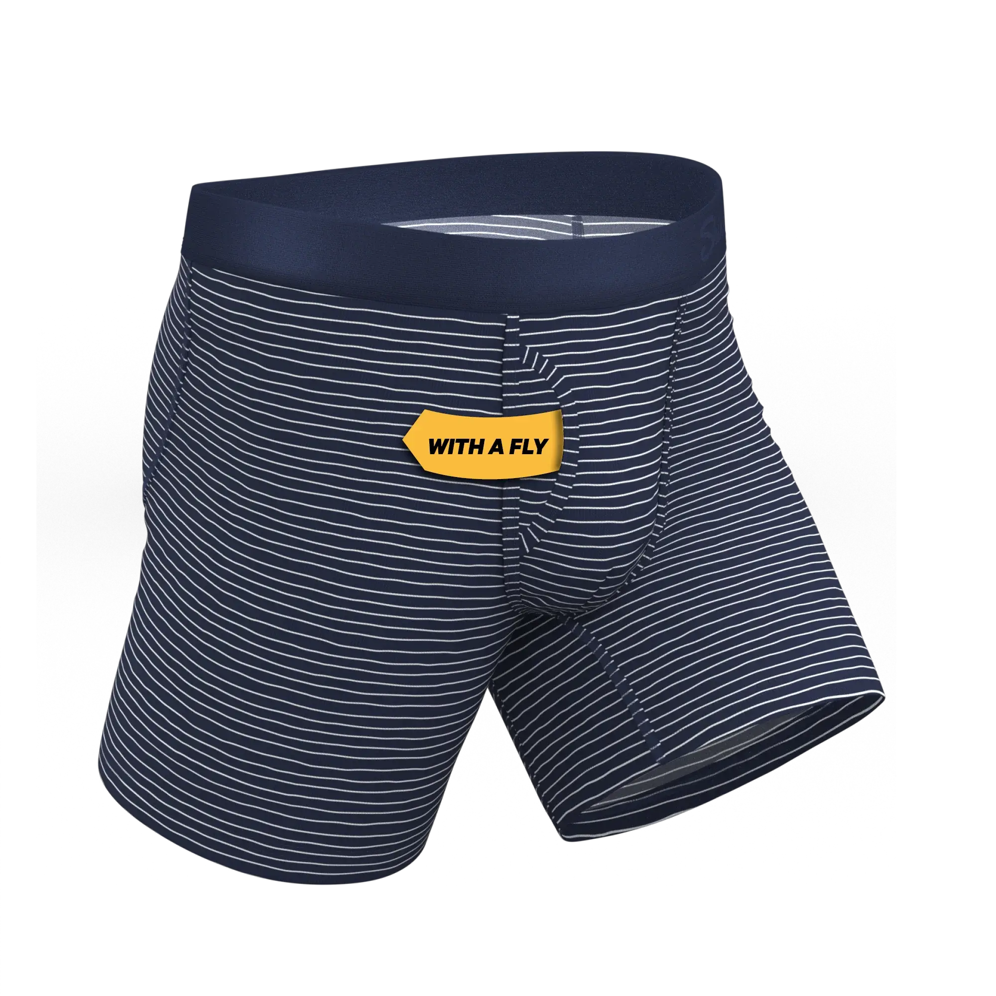 The Cheek Streak | White Stripe Ball Hammock® Pouch Underwear With Fly - Shinesty - Flyclothing LLC