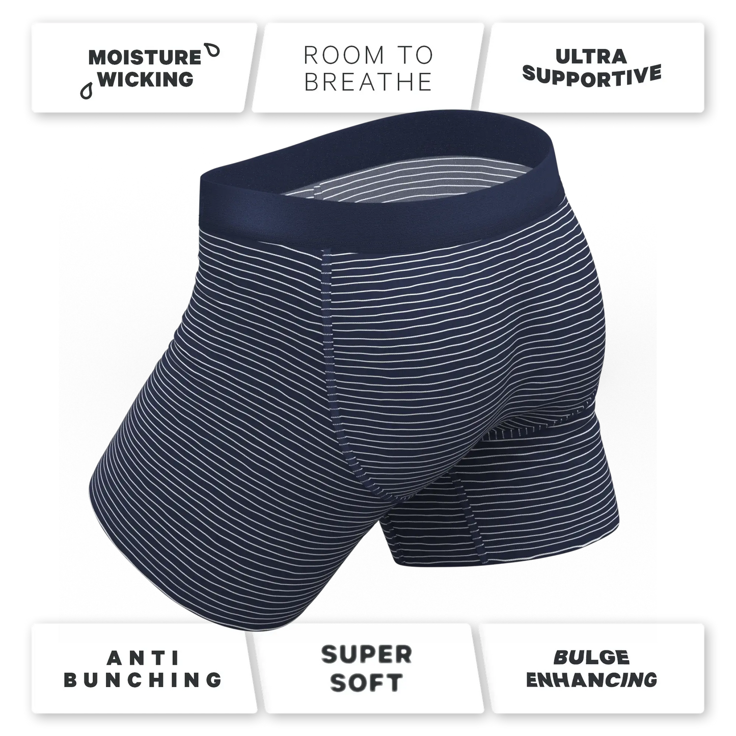 The Cheek Streak | White Stripe Ball Hammock® Pouch Underwear With Fly - Shinesty - Flyclothing LLC