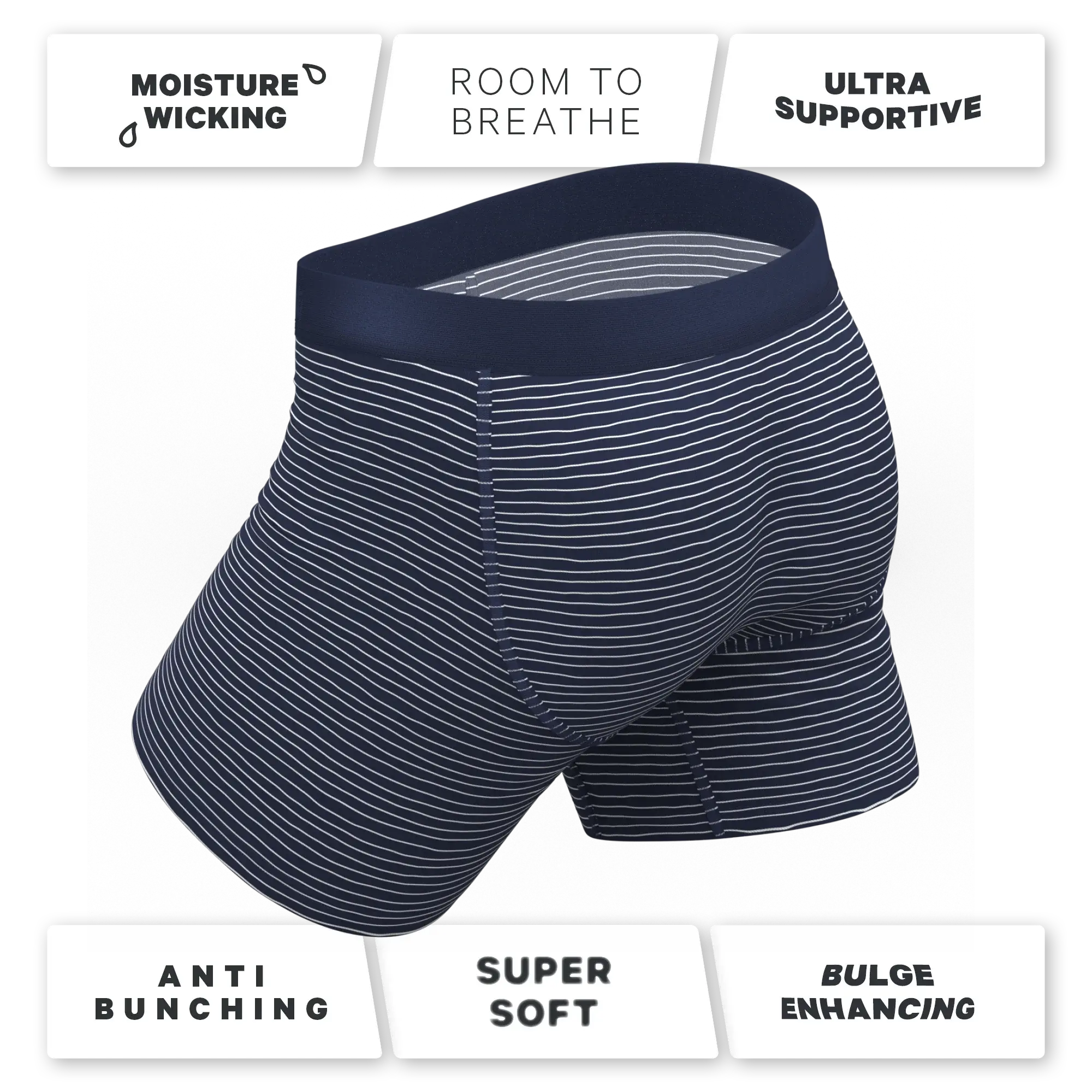 The Cheek Streak | White Stripe Ball Hammock® Pouch Underwear With Fly - Shinesty - Flyclothing LLC