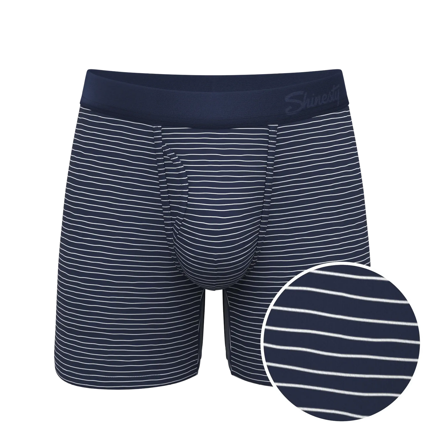 The Cheek Streak | White Stripe Ball Hammock® Pouch Underwear With Fly - Shinesty - Flyclothing LLC