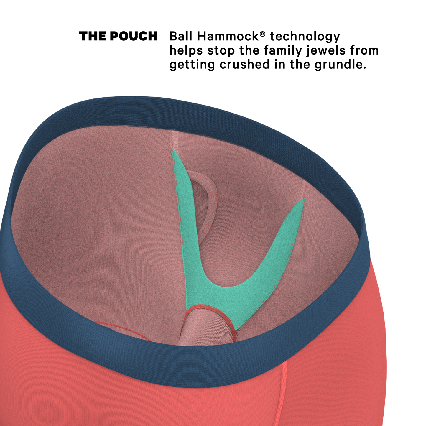 The Cherry Tomato | Coral Red Long Leg Ball Hammock® Pouch Underwear With Fly