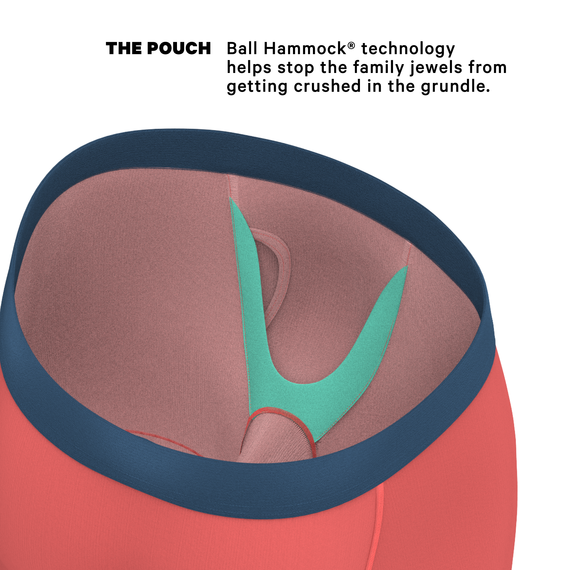 The Cherry Tomato | Coral Red Long Leg Ball Hammock® Pouch Underwear With Fly