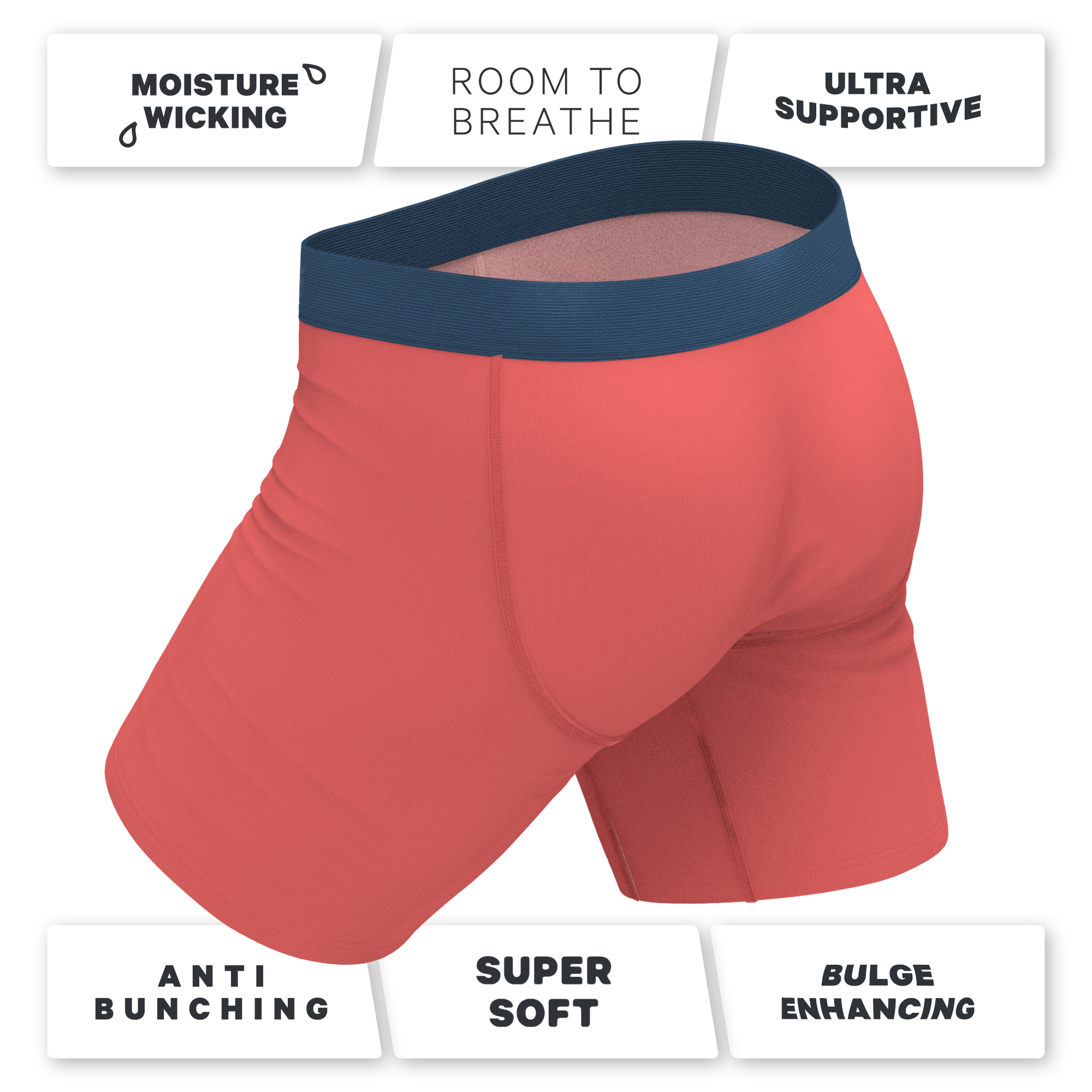 The Cherry Tomato | Coral Red Long Leg Ball Hammock® Pouch Underwear With Fly