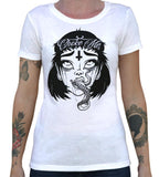 Black Market Art Company Choke Me Black White Women's Loose Neck T-Shirt