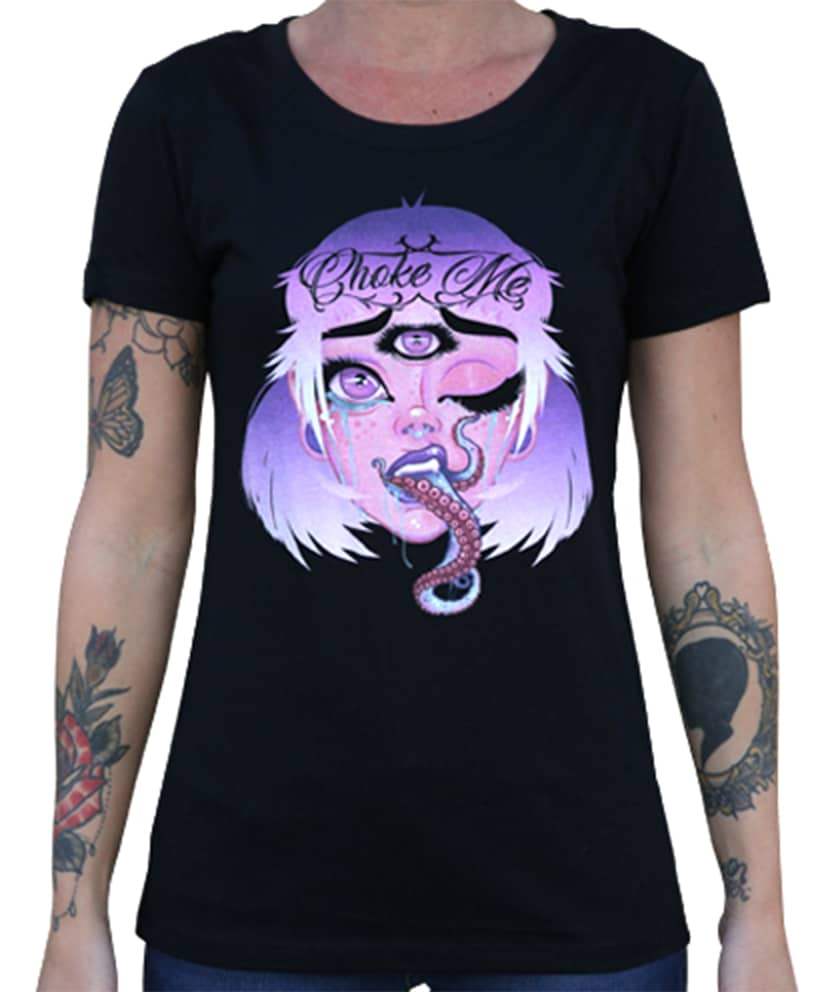 Black Market Art Company Choke Me Color Women's Loose Neck T-Shirt - Black Market Art Company - Flyclothing LLC