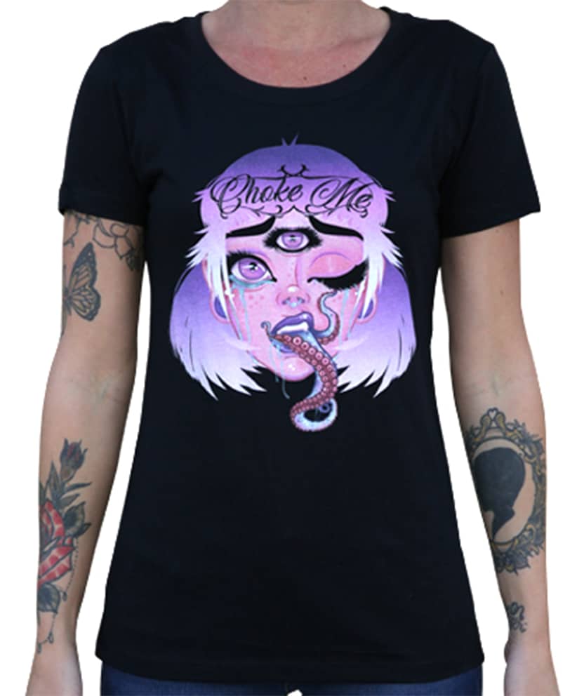 Black Market Art Company Choke Me Color Women's Loose Neck T-Shirt