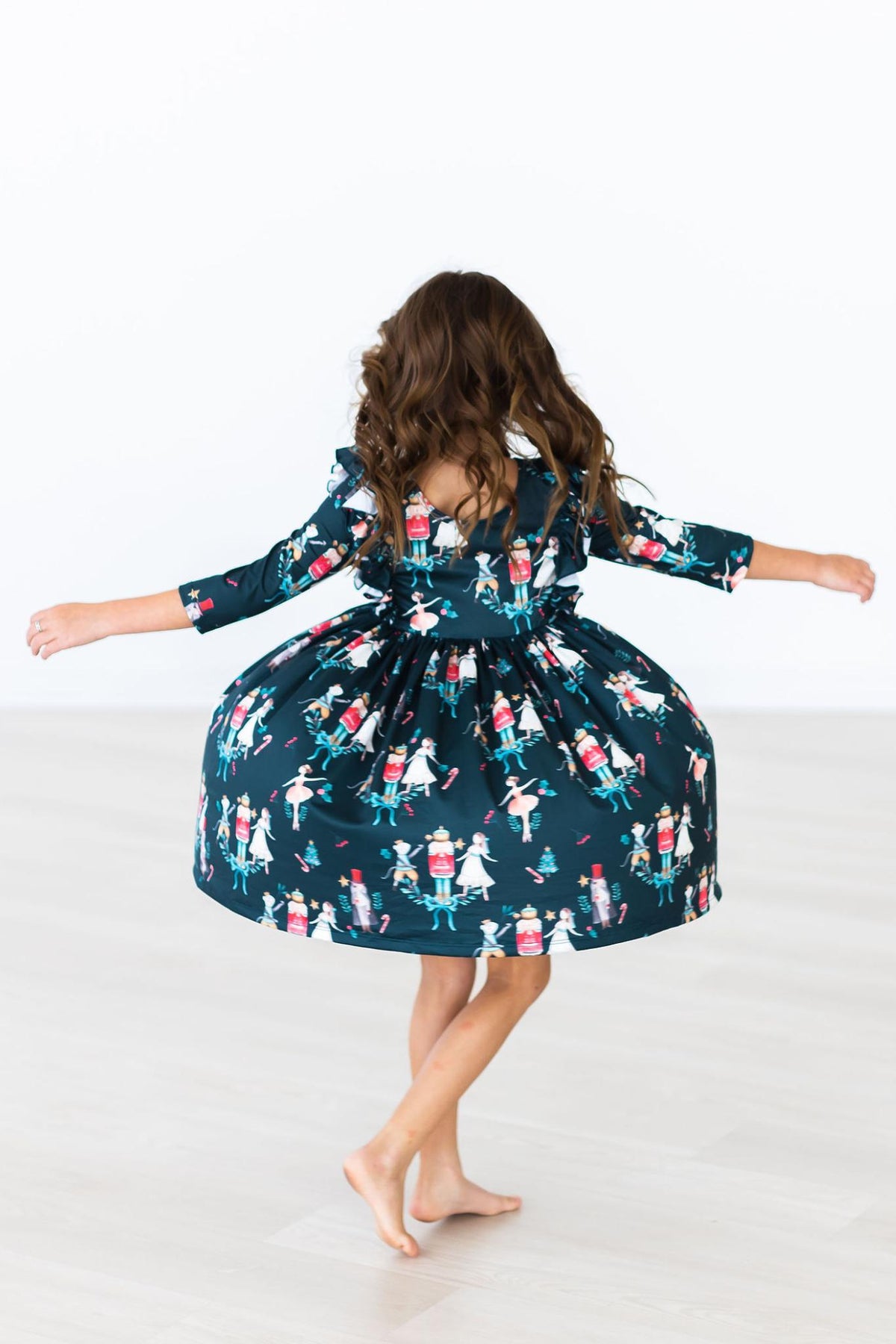 Christmas Ballet 3/4 Sleeve Ruffle Twirl Dress - Mila & Rose ® - Flyclothing LLC