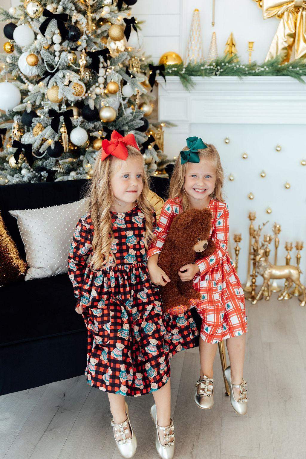 Christmas Bears L/S Pocket Twirl Dress - Mila & Rose ® - Flyclothing LLC