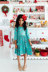 Christmas Candy 3/4 Sleeve Pocket Twirl Dress - Mila & Rose ® - Flyclothing LLC