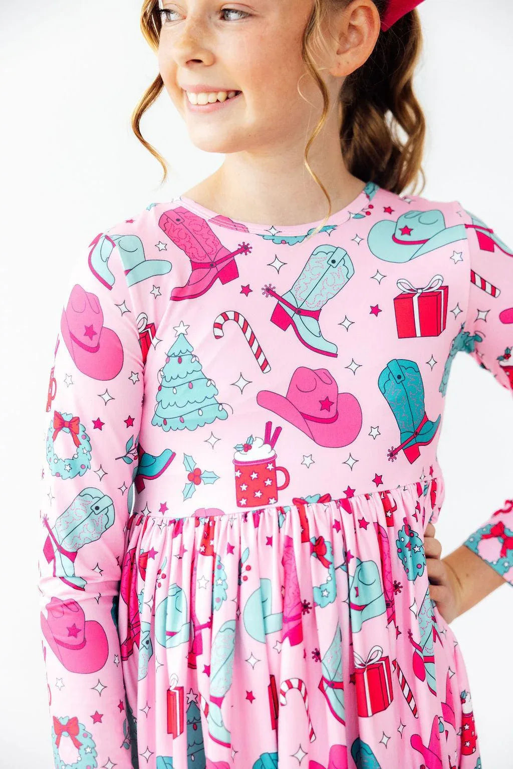 Christmas Cowgirl L/S Pocket Twirl Dress - Mila & Rose ® - Flyclothing LLC