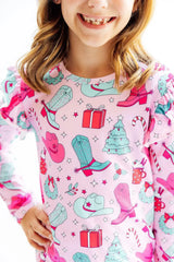 Christmas Cowgirl L/S Ruffle Tee - Mila & Rose ® - Flyclothing LLC