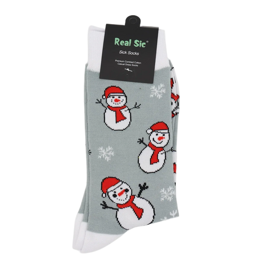 Snow Man Holiday Socks - Comfy Cotton for Men & Women - Real Sic - Flyclothing LLC