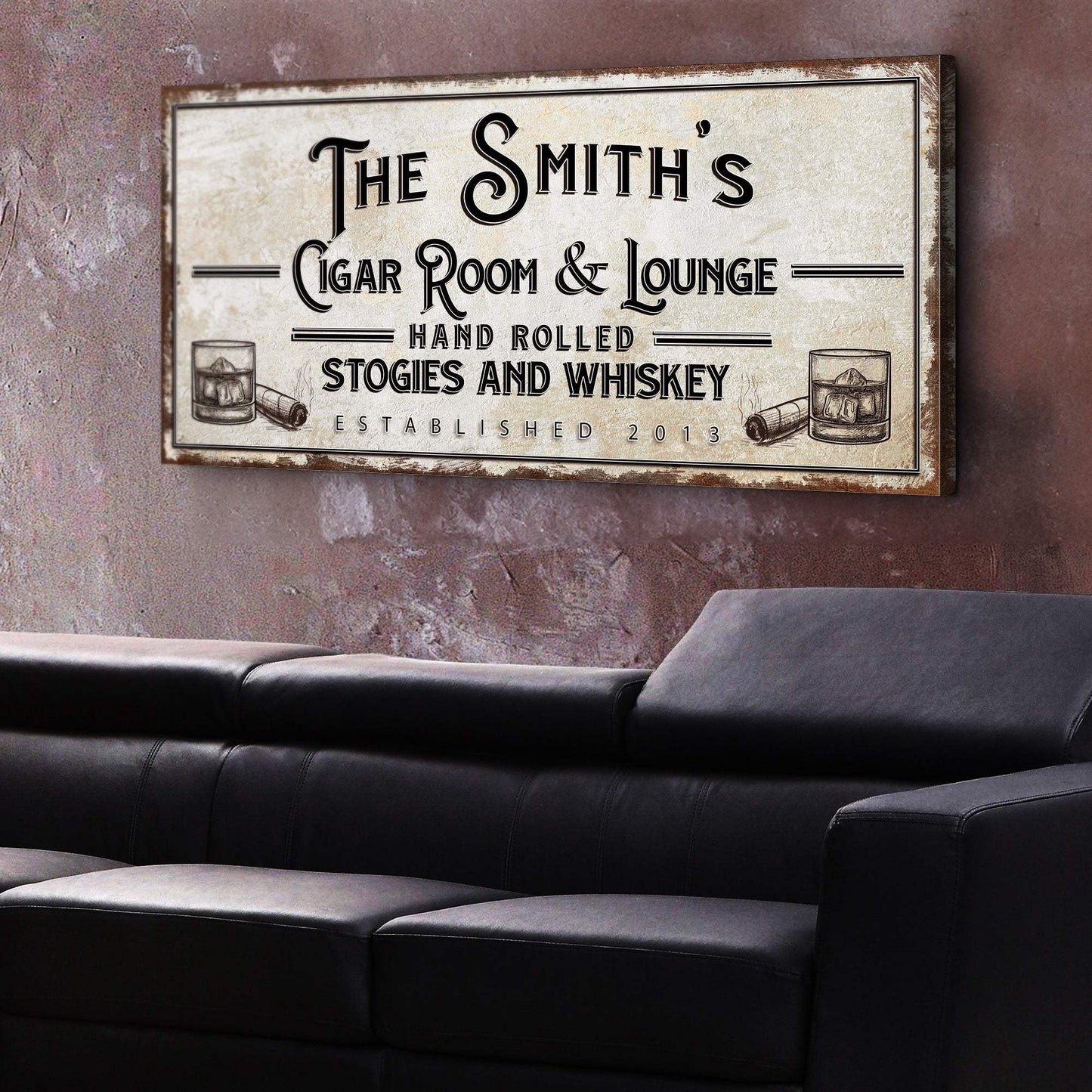 Personalized Cigar Room and Lounge Sign II - Tailored Canvases - Flyclothing LLC
