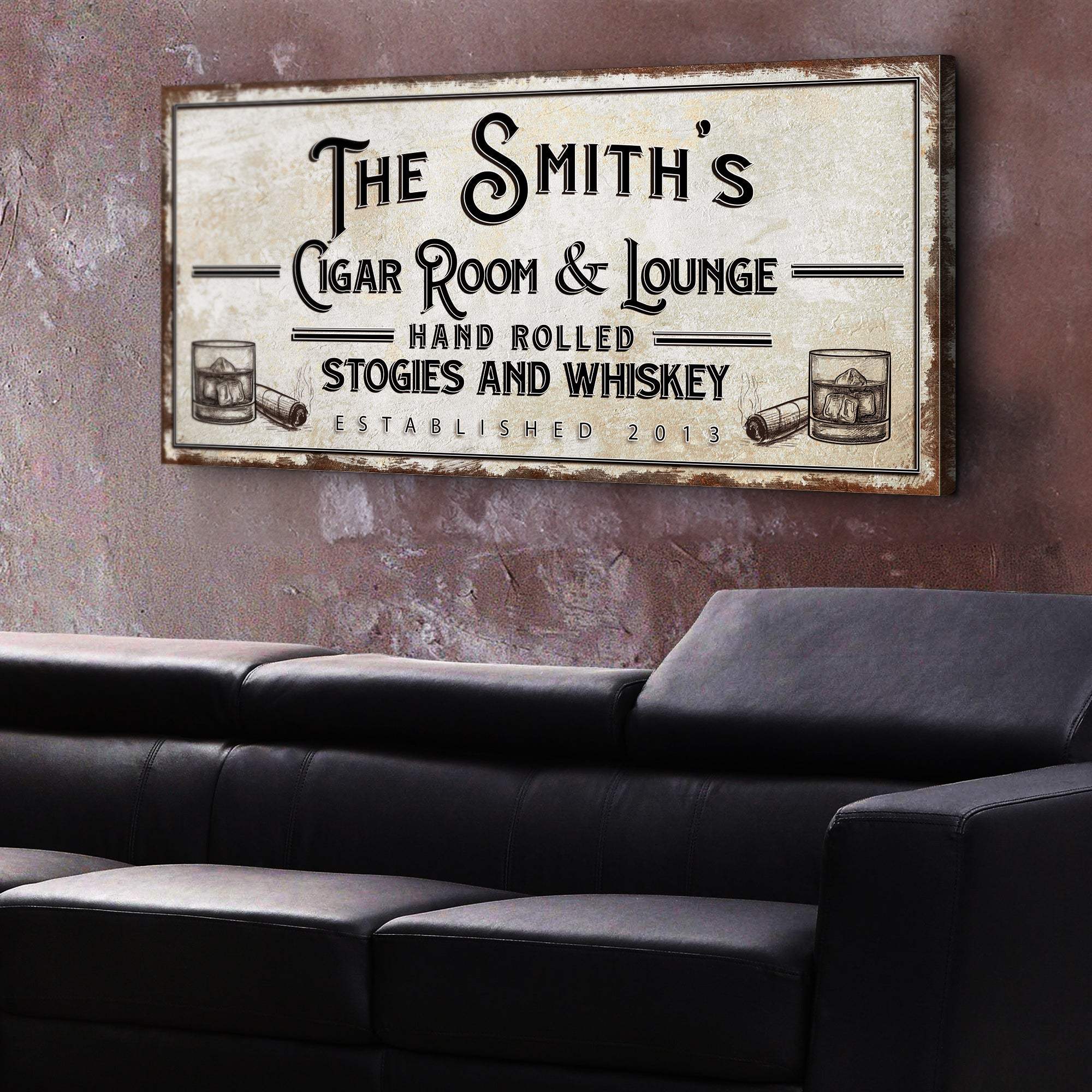 Personalized Cigar Room and Lounge Sign II - Tailored Canvases - Flyclothing LLC