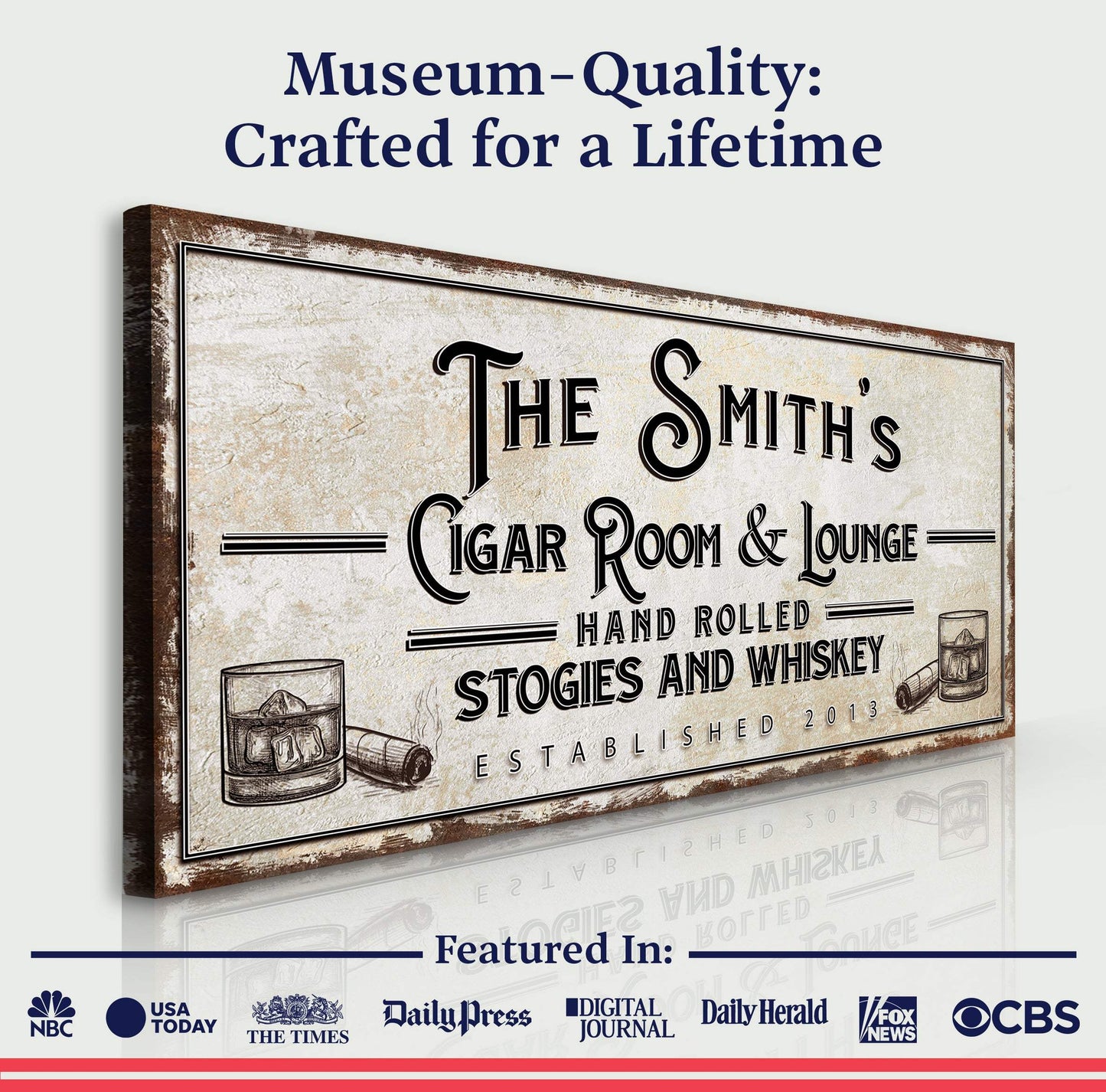 Personalized Cigar Room and Lounge Sign II - Tailored Canvases - Flyclothing LLC