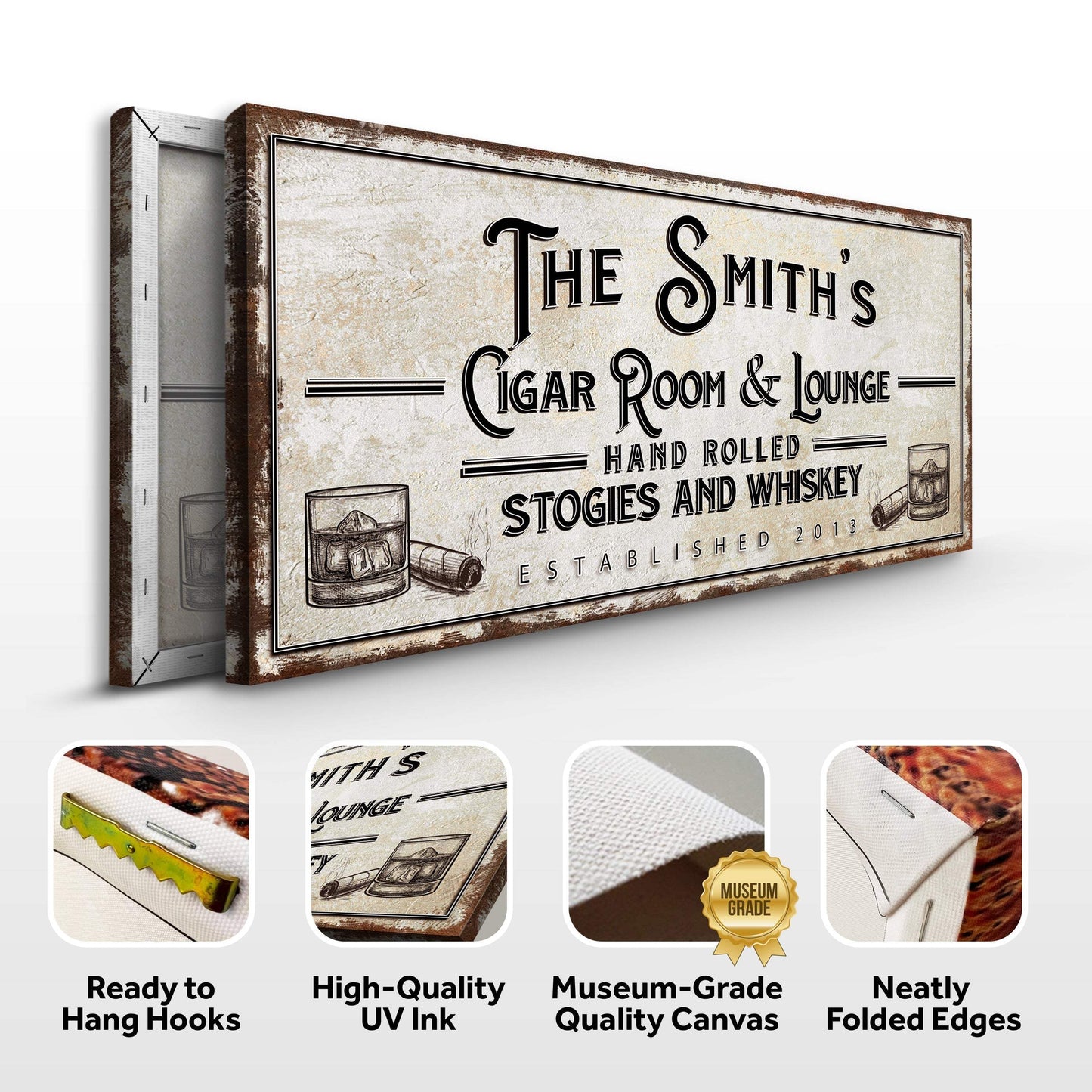 Personalized Cigar Room and Lounge Sign II - Tailored Canvases - Flyclothing LLC