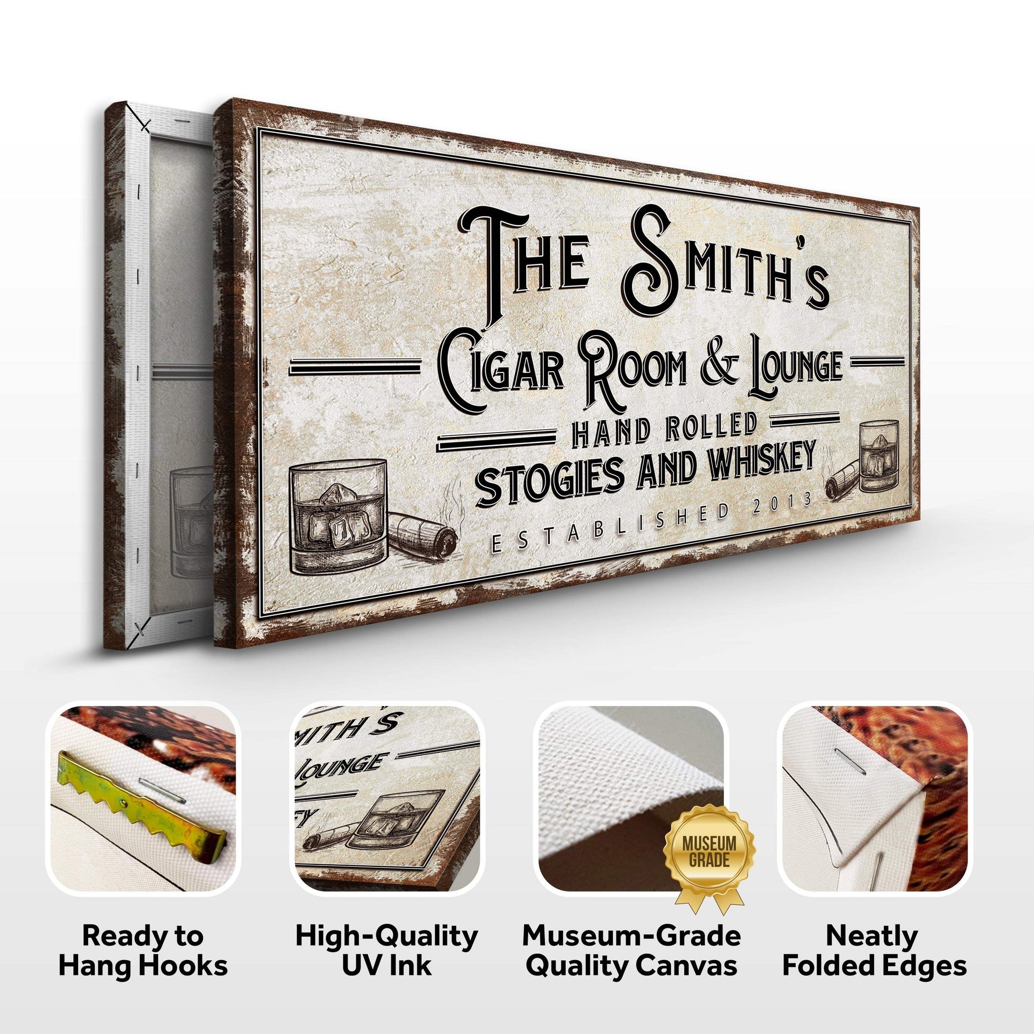 Personalized Cigar Room and Lounge Sign II - Tailored Canvases - Flyclothing LLC