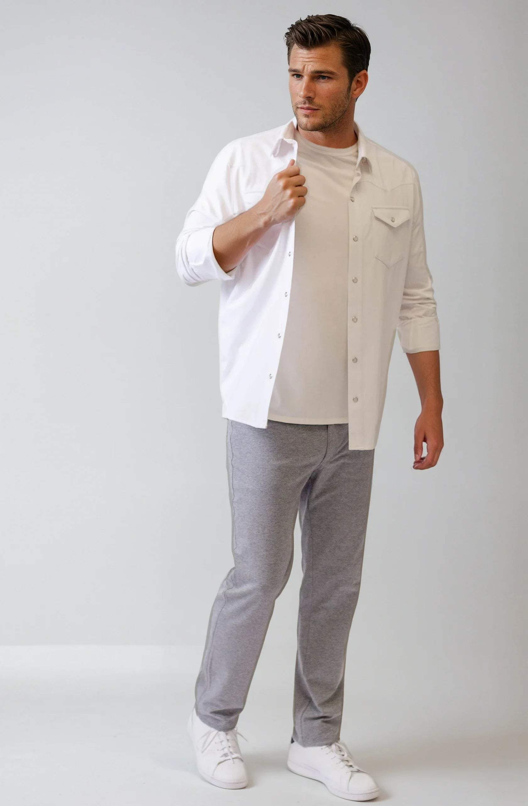 Buki's Cinqo Western Tech Shirt - White - Buki - Flyclothing LLC