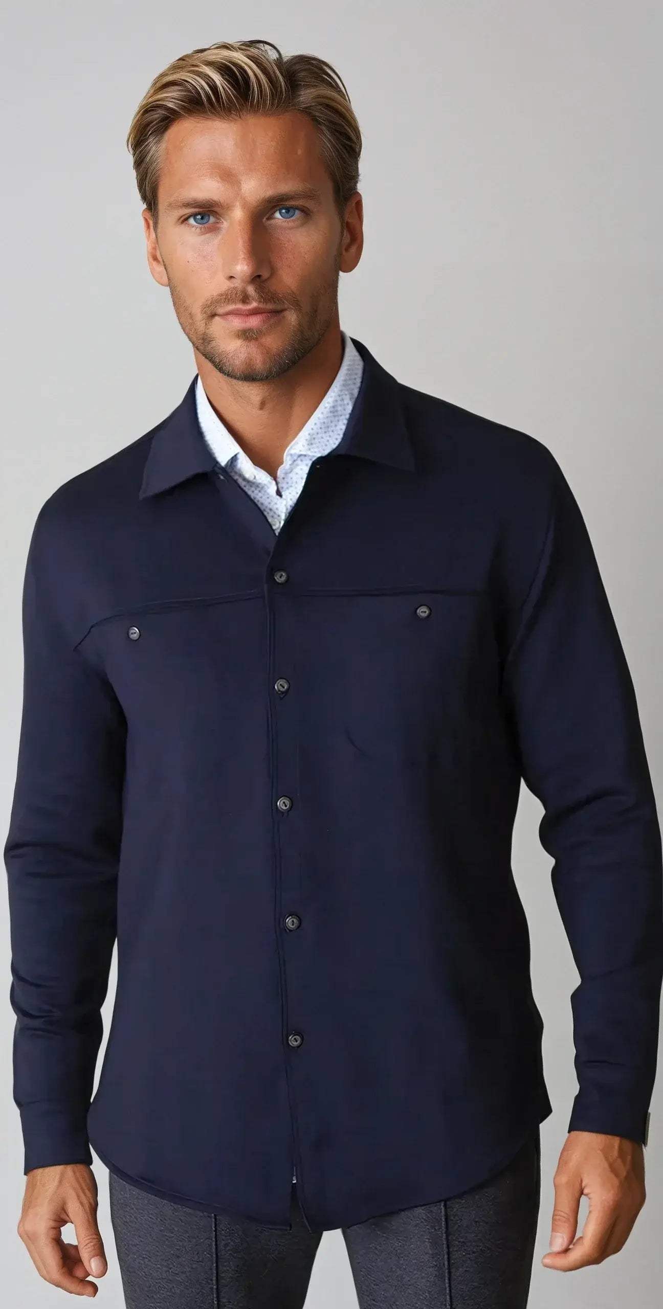 City CPO Shirt Jacket - Navy - Buki - Flyclothing LLC