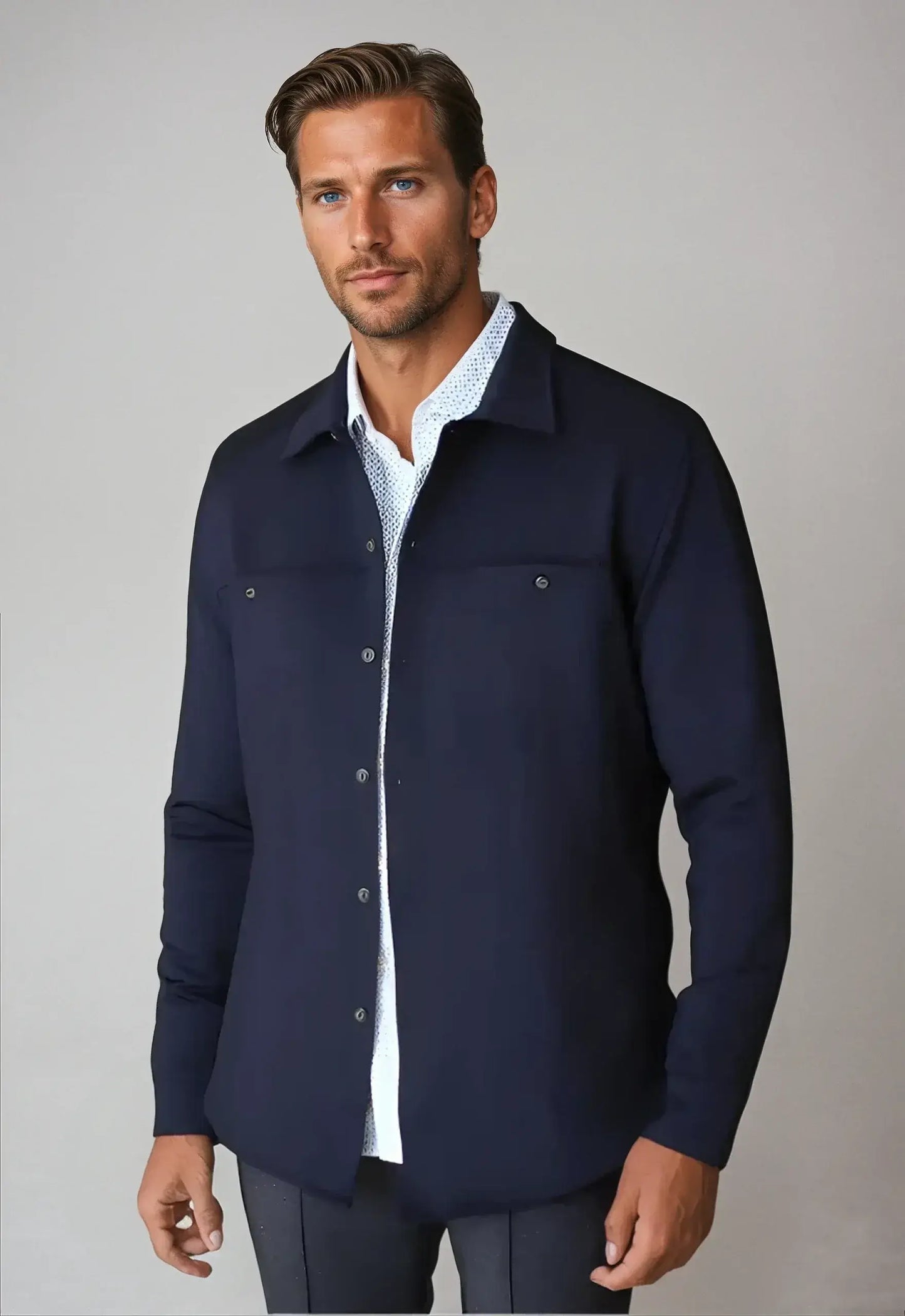 City CPO Shirt Jacket - Navy - Buki - Flyclothing LLC