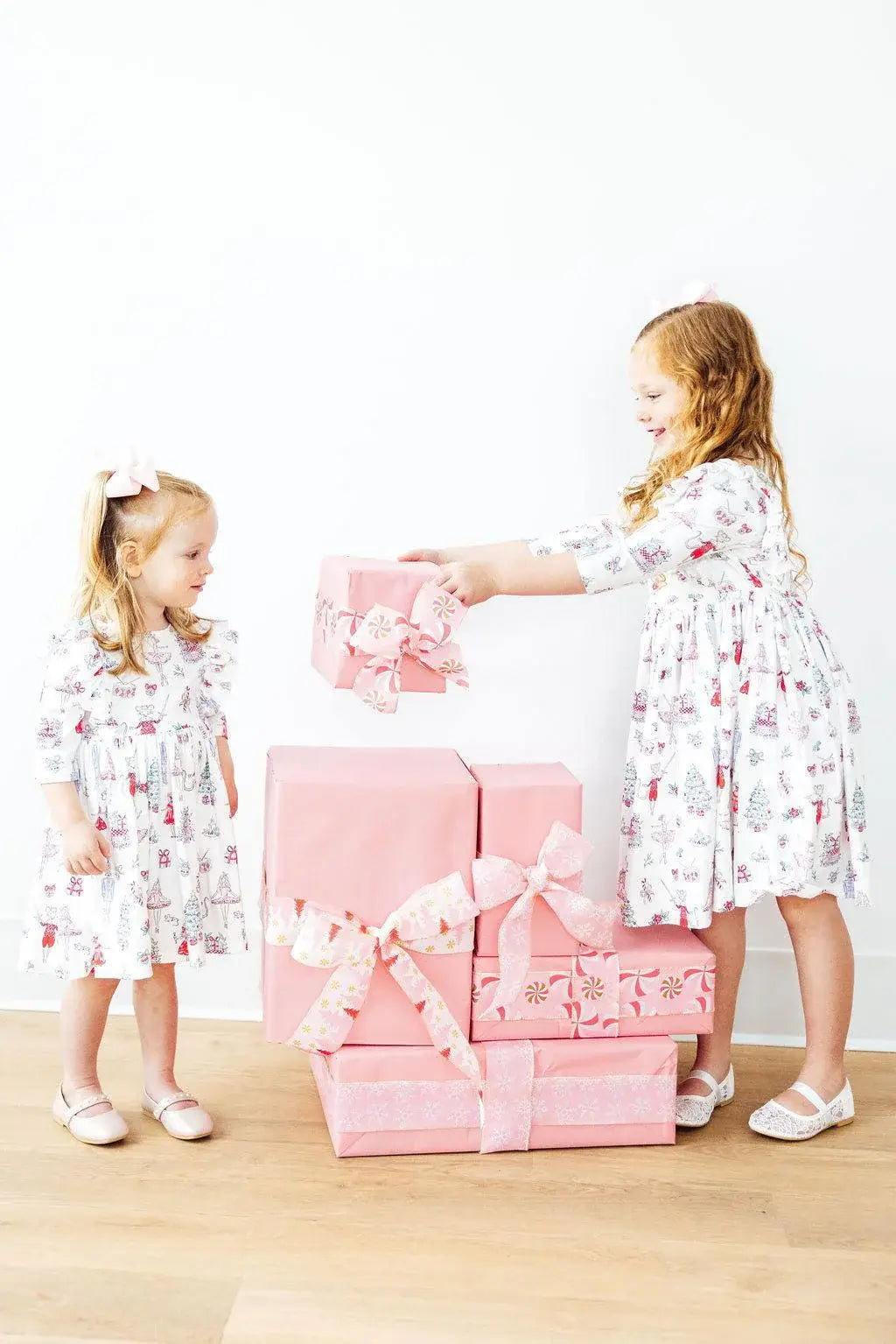 Clara's Christmas 3/4 Sleeve Ruffle Twirl Dress - Mila & Rose ® - Flyclothing LLC