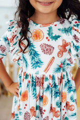 Classic Christmas 3/4 Sleeve Ruffle Twirl Dress - Mila & Rose ® - Flyclothing LLC